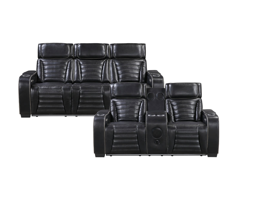 Homelegance - Cyber Power Reclining Sofa in Black - 8344BLK-3PWHM - GreatFurnitureDeal