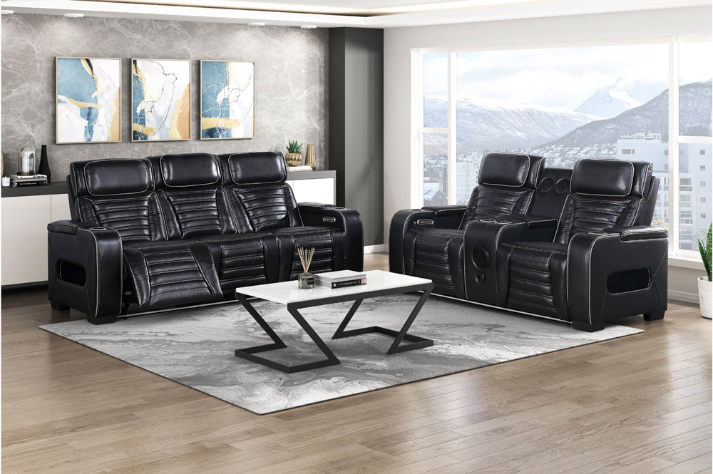 Homelegance - Cyber Power Reclining Sofa in Black - 8344BLK-3PWHM - GreatFurnitureDeal