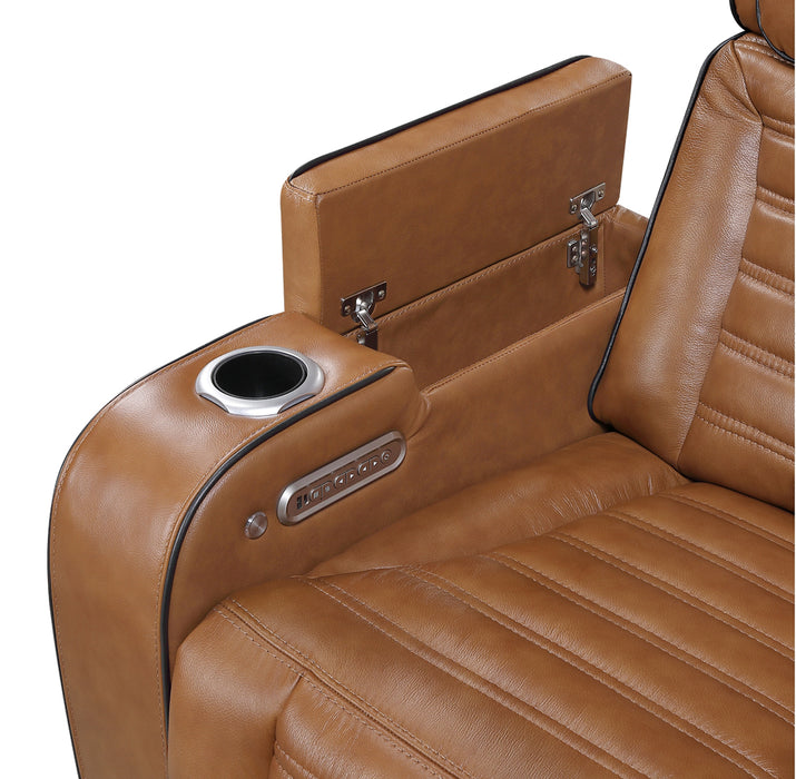 Homelegance - Cyber Power Reclining Sofa in Brown - 8344BRW-3PWHM - GreatFurnitureDeal