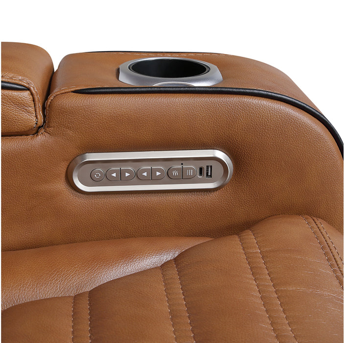 Homelegance - Cyber Power Reclining Console Loveseat in Brown - 8344BRW-2PWHM - GreatFurnitureDeal