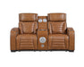 Homelegance - Cyber Power Reclining Console Loveseat in Brown - 8344BRW-2PWHM - GreatFurnitureDeal
