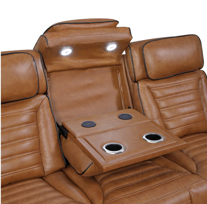 Homelegance - Cyber Power Reclining Sofa in Brown - 8344BRW-3PWHM - GreatFurnitureDeal