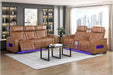 Homelegance - Cyber Power Reclining Console Loveseat in Brown - 8344BRW-2PWHM - GreatFurnitureDeal