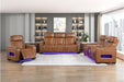 Homelegance - Cyber Power Reclining Console Loveseat in Brown - 8344BRW-2PWHM - GreatFurnitureDeal