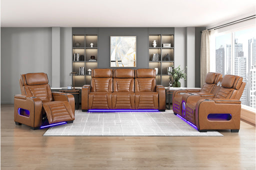 Homelegance - Cyber Power Reclining Chair with Power Headrest in Brown - 8344BRW-1PWHM - GreatFurnitureDeal
