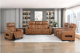 Homelegance - Cyber Power Reclining Console Loveseat in Brown - 8344BRW-2PWHM - GreatFurnitureDeal