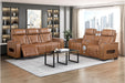 Homelegance - Cyber Power Reclining Console Loveseat in Brown - 8344BRW-2PWHM - GreatFurnitureDeal