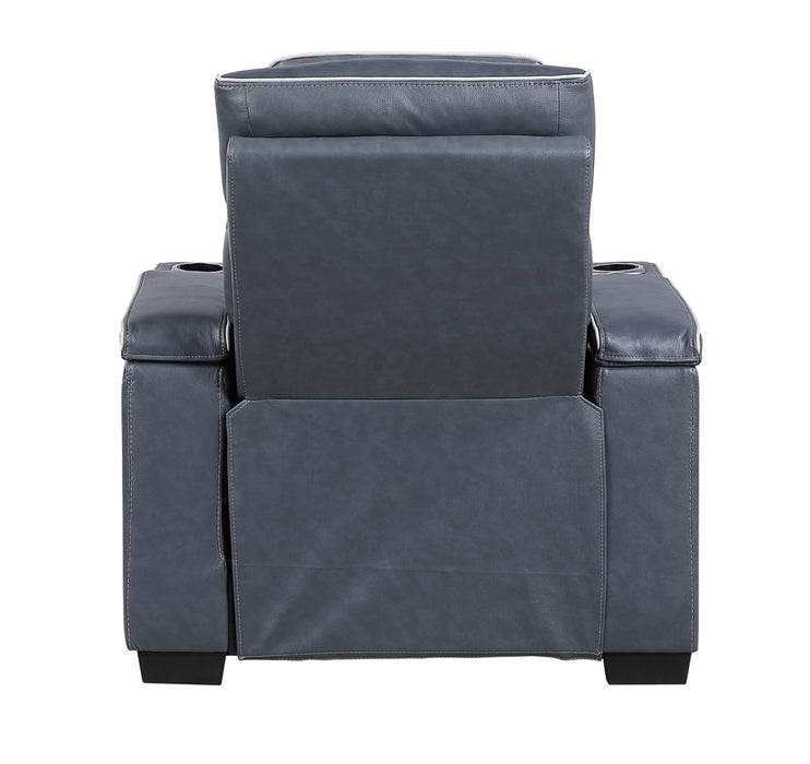 Homelegance - Cyber Power Reclining Chair with Power Headrest in Blue - 8344BUE-1PWHM - GreatFurnitureDeal