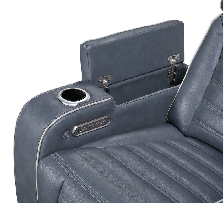 Homelegance - Cyber Power Reclining Chair with Power Headrest in Blue - 8344BUE-1PWHM - GreatFurnitureDeal