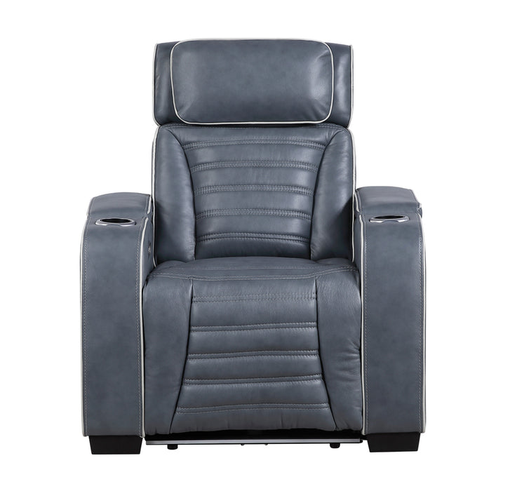 Homelegance - Cyber Power Reclining Chair with Power Headrest in Blue - 8344BUE-1PWHM - GreatFurnitureDeal