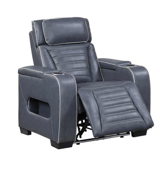 Homelegance - Cyber Power Reclining Chair with Power Headrest in Blue - 8344BUE-1PWHM - GreatFurnitureDeal