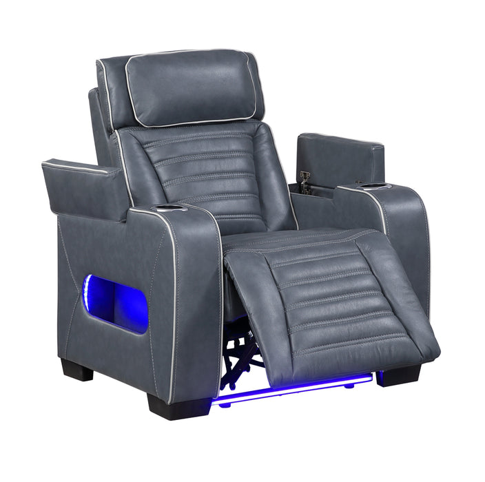 Homelegance - Cyber Power Reclining Chair with Power Headrest in Blue - 8344BUE-1PWHM - GreatFurnitureDeal