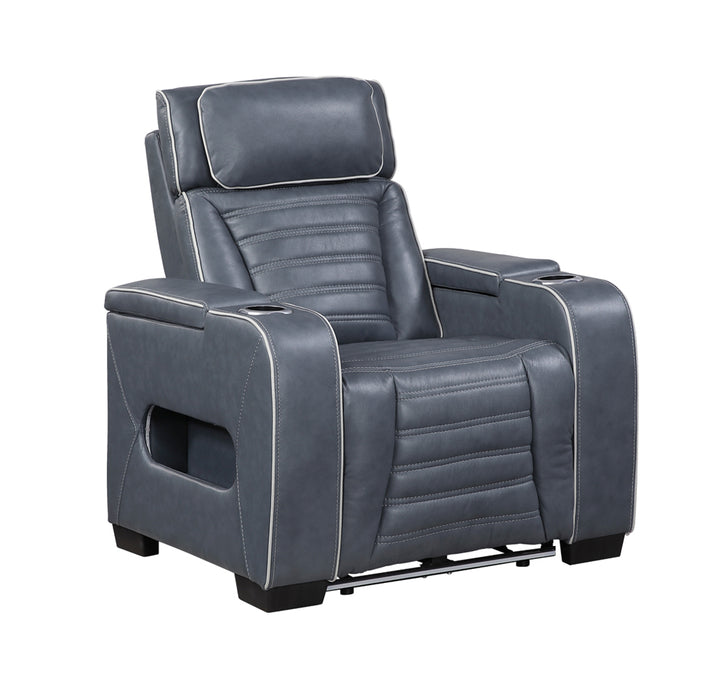 Homelegance - Cyber Power Reclining Chair with Power Headrest in Blue - 8344BUE-1PWHM - GreatFurnitureDeal