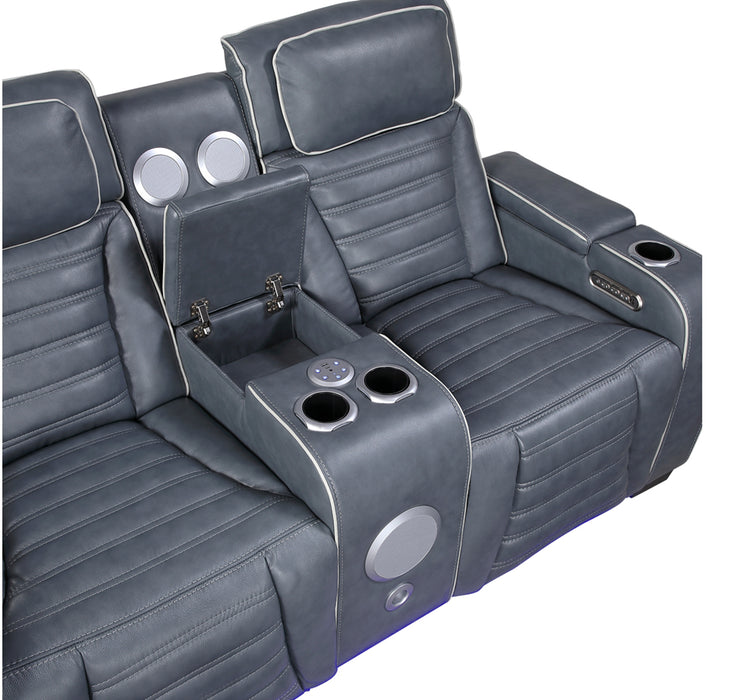 Homelegance - Cyber 3 Piece Power Reclining Living Room Set in Blue - 8344BUE*3PWHM - GreatFurnitureDeal