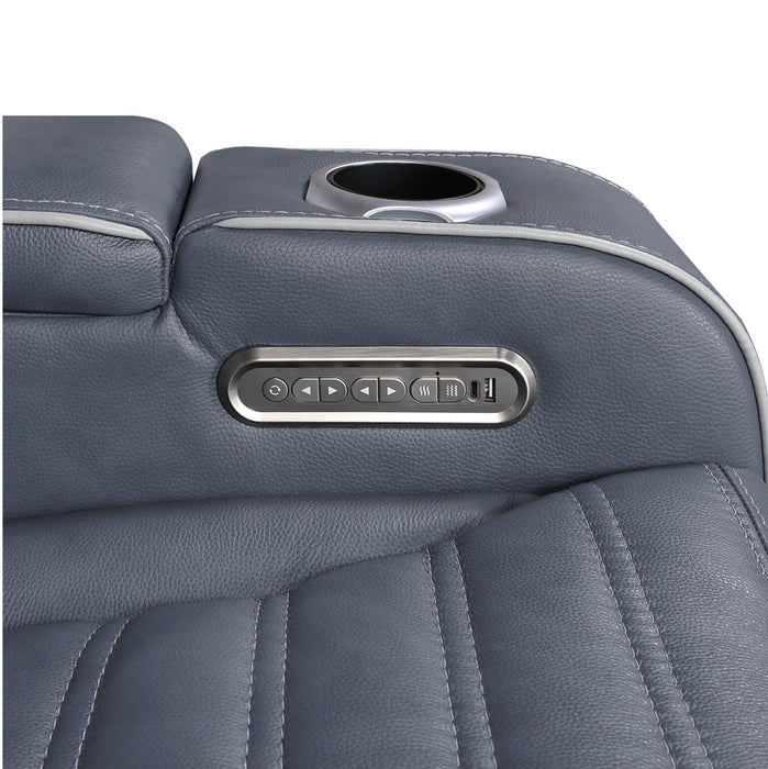 Homelegance - Cyber Power Reclining Console Loveseat in Blue - 8344BUE-2PWHM - GreatFurnitureDeal