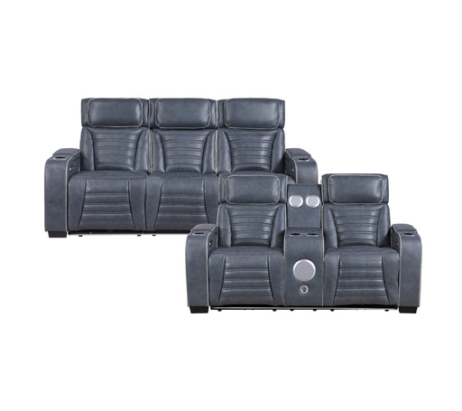 Homelegance - Cyber 2 Piece Power Reclining Sofa Set in Blue - 8344BUE*2PWHM - GreatFurnitureDeal