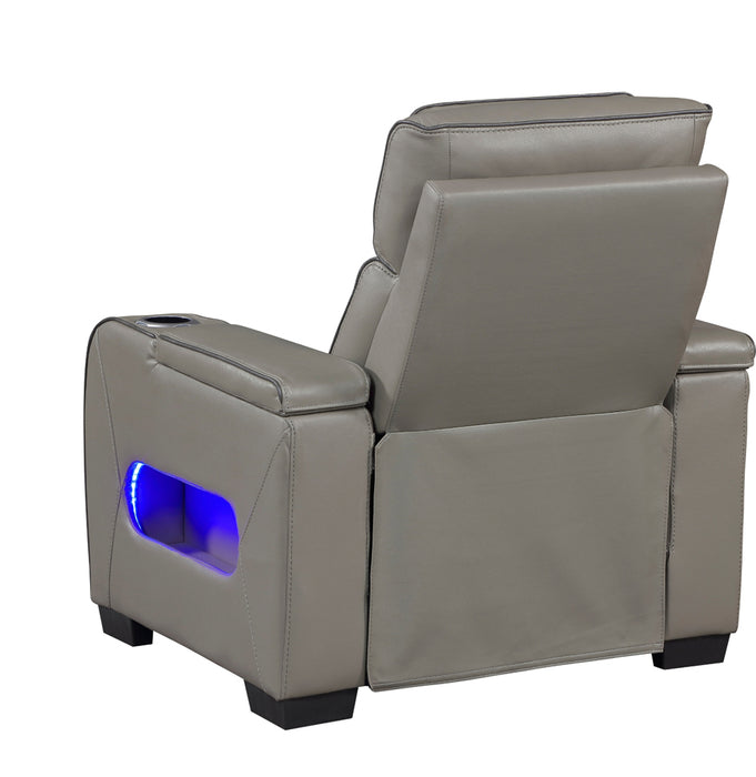 Homelegance - Cyber Power Reclining Chair with Power Headrest in Gray - 8344GRY-1PWHM - GreatFurnitureDeal