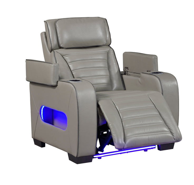 Homelegance - Cyber Power Reclining Chair with Power Headrest in Gray - 8344GRY-1PWHM - GreatFurnitureDeal