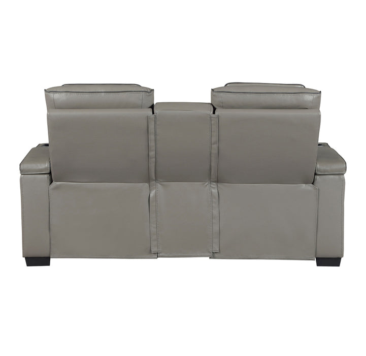 Homelegance - Cyber Power Reclining Console Loveseat in Gray - 8344GRY-2PWHM - GreatFurnitureDeal