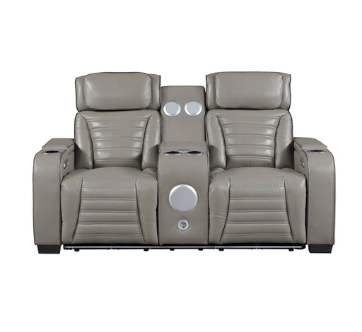 Homelegance - Cyber Power Reclining Console Loveseat in Gray - 8344GRY-2PWHM - GreatFurnitureDeal