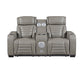 Homelegance - Cyber Power Reclining Console Loveseat in Gray - 8344GRY-2PWHM - GreatFurnitureDeal