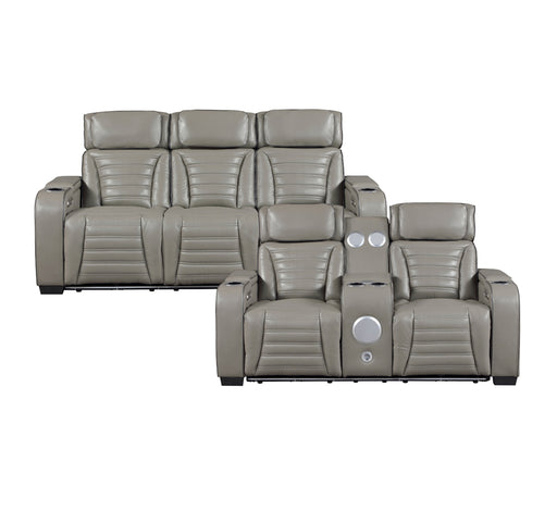 Homelegance - Cyber 2 Piece Power Reclining Sofa Set in Gray - 8344GRY*2PWHM - GreatFurnitureDeal