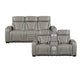 Homelegance - Cyber Power Reclining Console Loveseat in Gray - 8344GRY-2PWHM - GreatFurnitureDeal