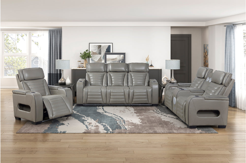 Homelegance - Cyber Power Reclining Sofa in Gray - 8344GRY-3PWHM - GreatFurnitureDeal