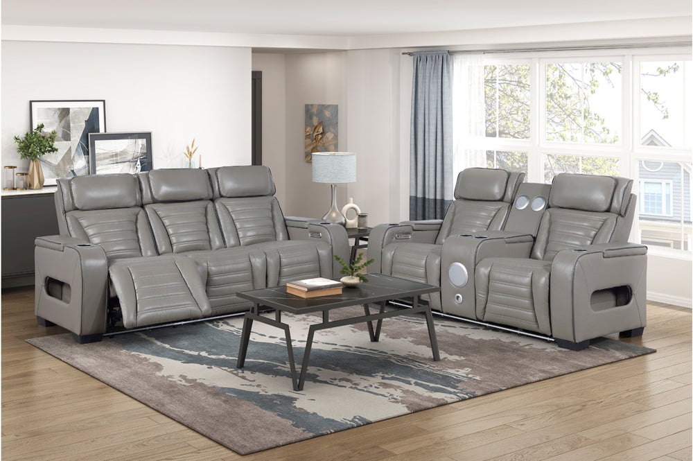 Homelegance - Cyber 2 Piece Power Reclining Sofa Set in Gray - 8344GRY*2PWHM - GreatFurnitureDeal