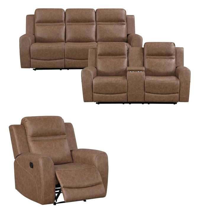 Homelegance - Hearth 3 Piece Sofa Set in Brown - 8347BRW*3 - GreatFurnitureDeal