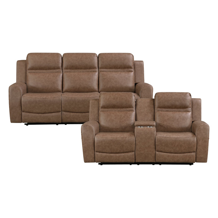 Homelegance - Hearth 2 Piece Sofa Set in Brown - 8347BRW*2 - GreatFurnitureDeal