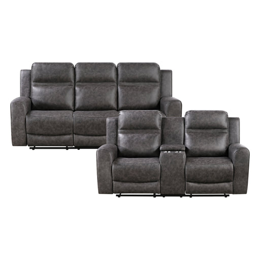 Homelegance - Hearth 2 Piece Sofa Set in Charcoal - 8347CRC*2 - GreatFurnitureDeal