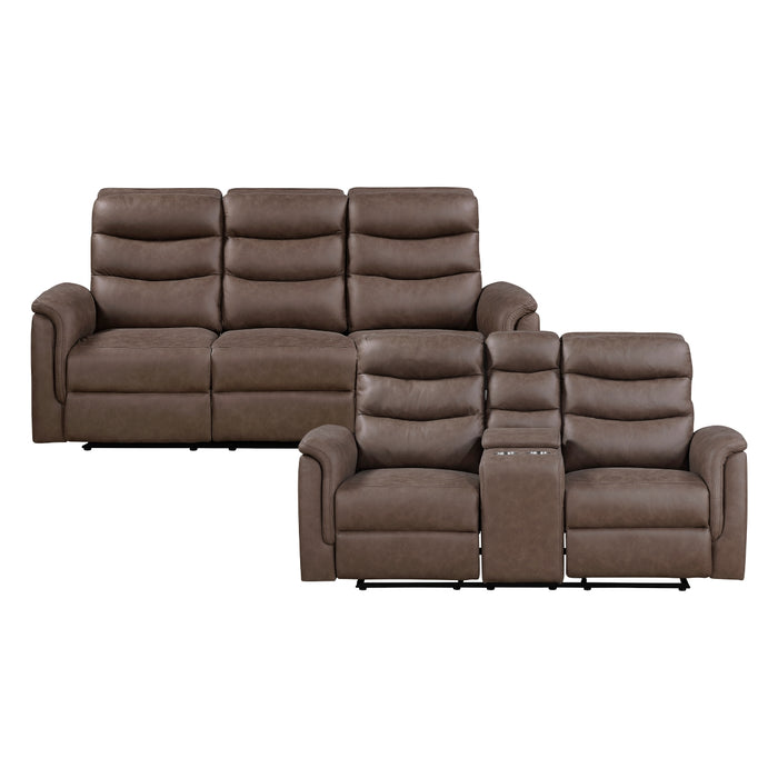 Homelegance - Metric 2 Piece Sofa Set in Brown - 8360BRW*2 - GreatFurnitureDeal