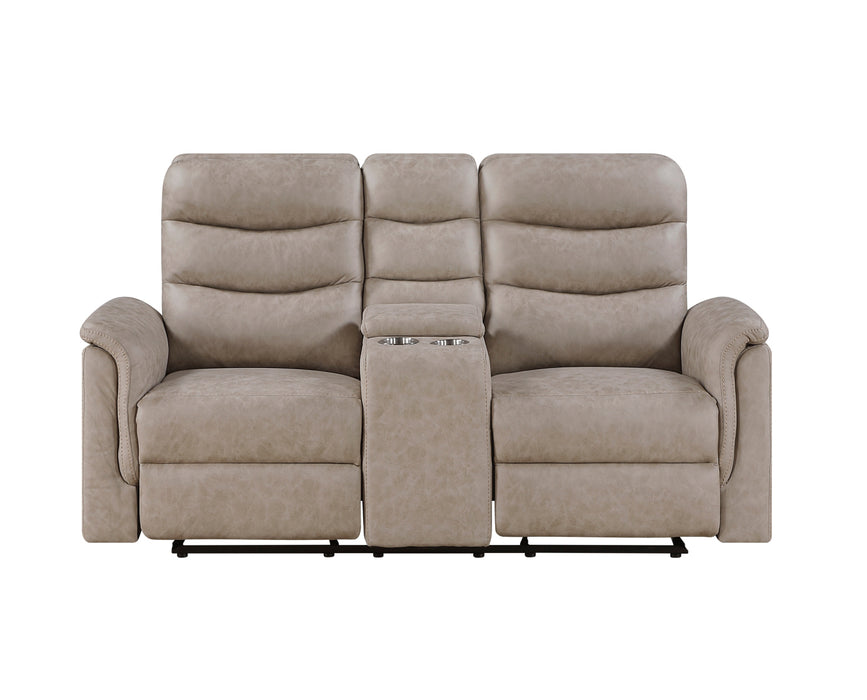 Homelegance - Metric Double Glider Reclining Love Seat with Center Console in Taupe - 8360TPE-2 - GreatFurnitureDeal