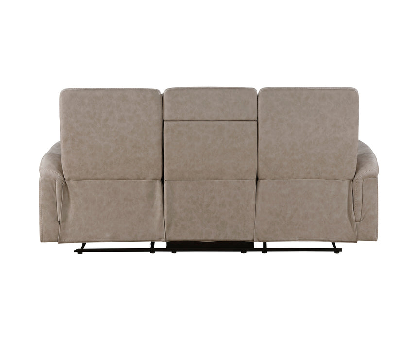Homelegance - Metric Double Reclining Sofa with Drop-down Cup Holders in Taupe - 8360TPE-3 - GreatFurnitureDeal