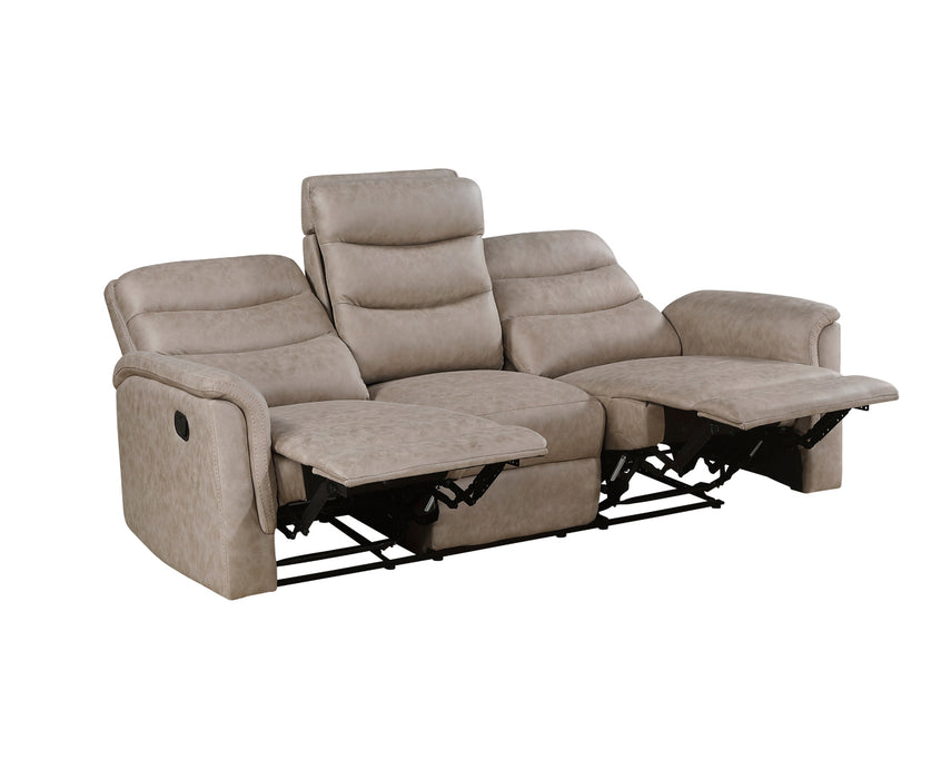Homelegance - Metric Double Reclining Sofa with Drop-down Cup Holders in Taupe - 8360TPE-3 - GreatFurnitureDeal
