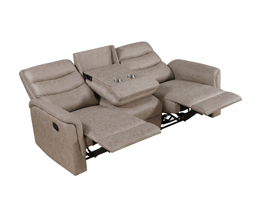 Homelegance - Metric Double Reclining Sofa with Drop-down Cup Holders in Taupe - 8360TPE-3 - GreatFurnitureDeal