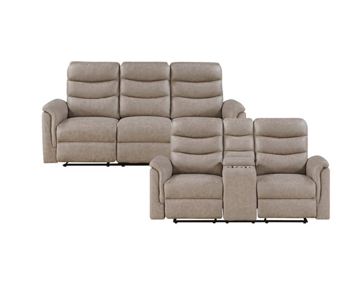 Homelegance - Metric 2 Piece Double Reclining Sofa Set in Taupe - 8360TPE*2 - GreatFurnitureDeal