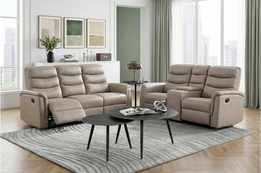 Homelegance - Metric 2 Piece Double Reclining Sofa Set in Taupe - 8360TPE*2 - GreatFurnitureDeal
