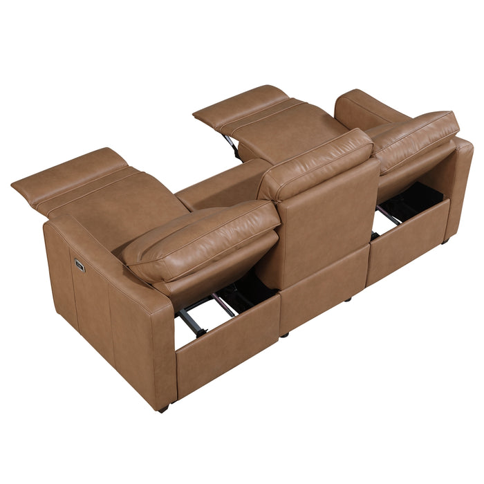 Homelegance - Equinox Power Double Reclining Loveseat with Curved Track Arms in Brown - 8368BRW-2A2PW* - GreatFurnitureDeal