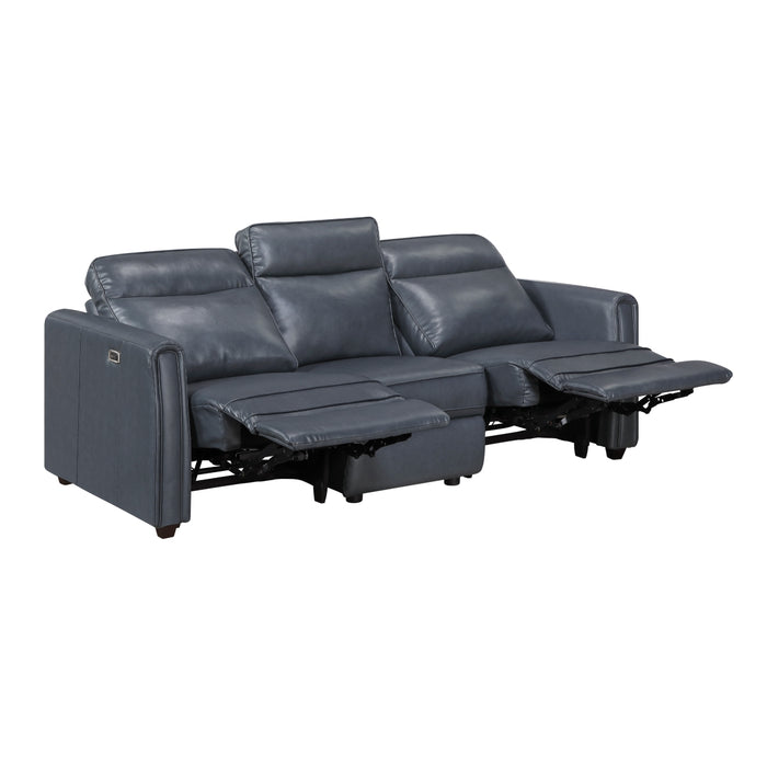 Homelegance - Equinox Power Double Reclining Sofa with Rounded Track Arms in Navy - 8368NVY-3A1PW* - GreatFurnitureDeal
