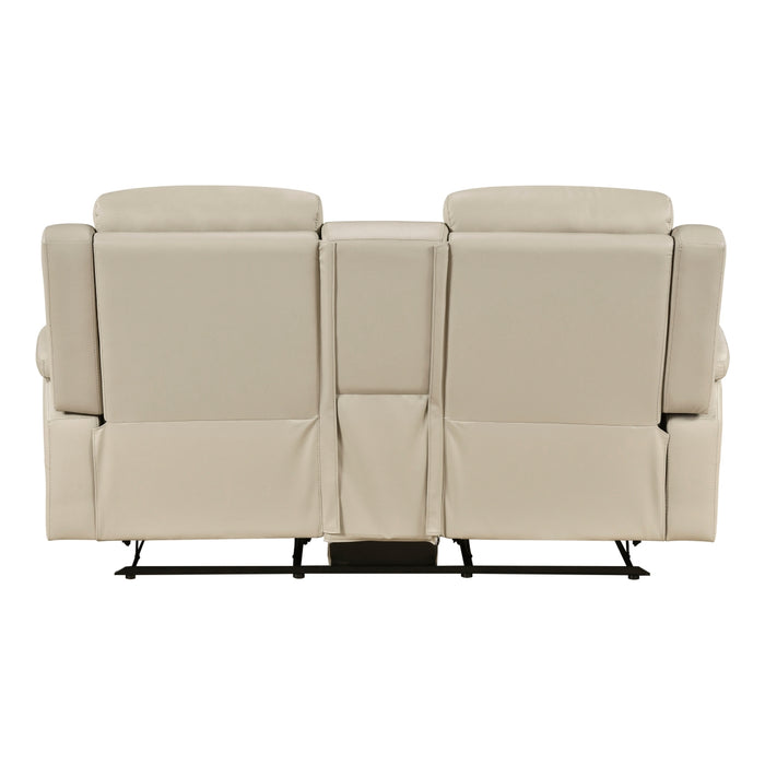 Homelegance - Nest Double Reclining Loveseat with Center Console and Receptacles in Beige - 8379BEG-2 - GreatFurnitureDeal