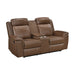 Homelegance - Nest Double Reclining Loveseat with Center Console and Receptacles in Camel - 8379TBR-2 - GreatFurnitureDeal