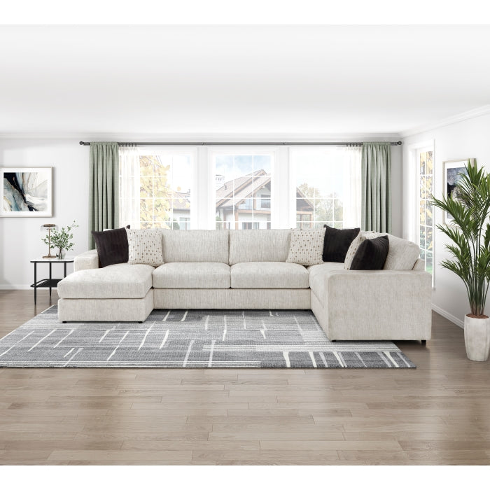 Homelegance - Solace 3-Piece Sectional with Left Chaise in Beige - 8401BES*3LCRT - GreatFurnitureDeal