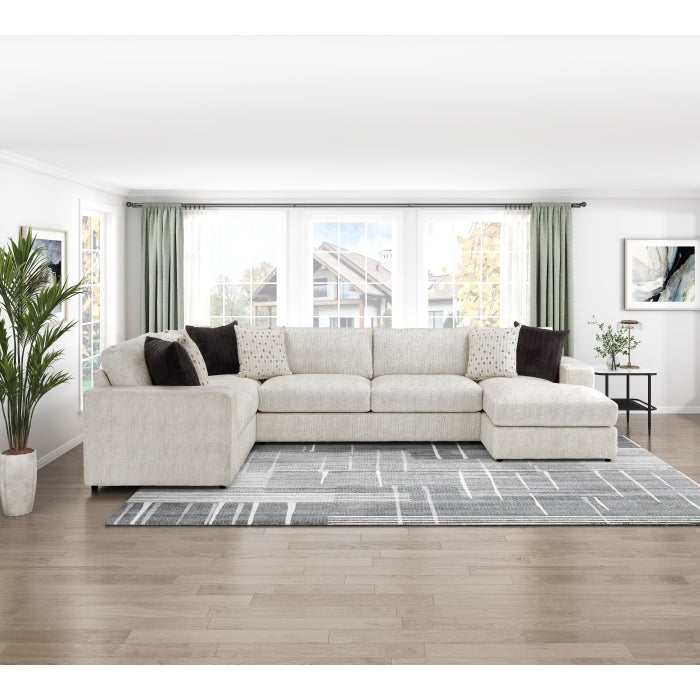 Homelegance - Solace 3-Piece Sectional with Right Chaise in Beige - 8401BES*3LTRC - GreatFurnitureDeal