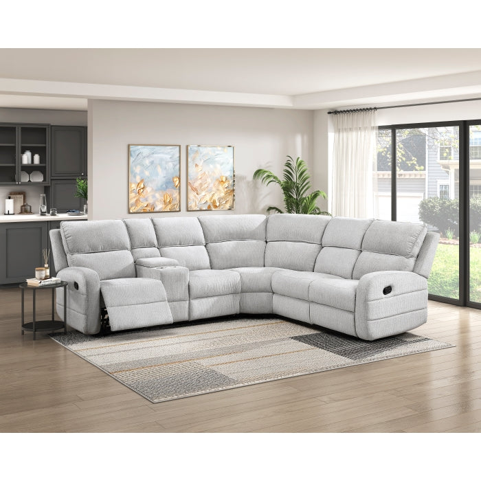 Homelegance - Thorne 3 Piece Reclining Sectional with Left Console in Light Gray - 8406GY*SC - GreatFurnitureDeal