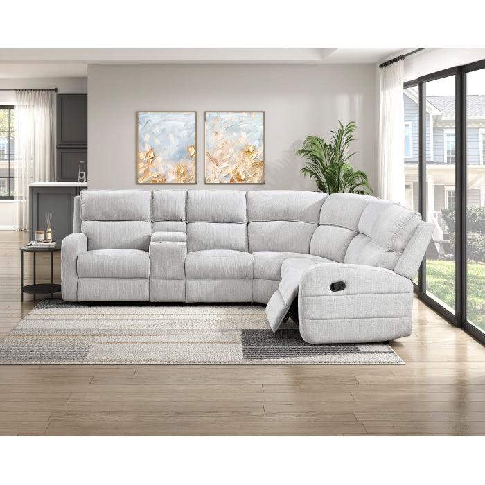 Homelegance - Thorne 3 Piece Reclining Sectional with Left Console in Light Gray - 8406GY*SC - GreatFurnitureDeal