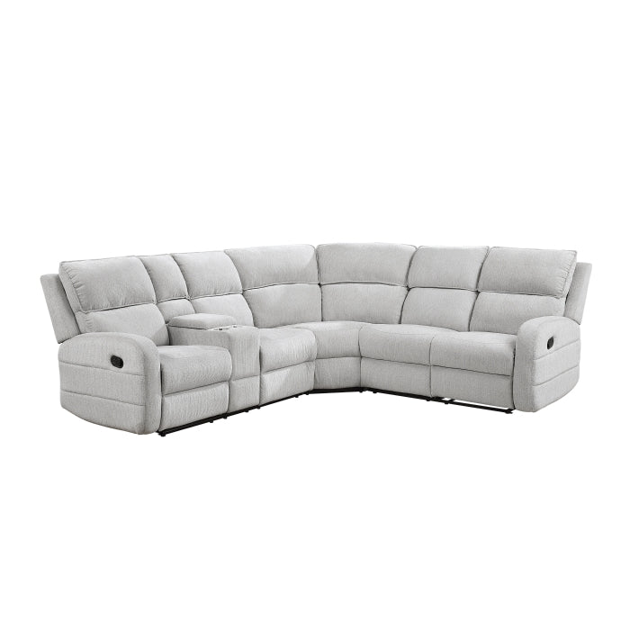 Homelegance - Thorne 3 Piece Reclining Sectional with Left Console in Light Gray - 8406GY*SC - GreatFurnitureDeal