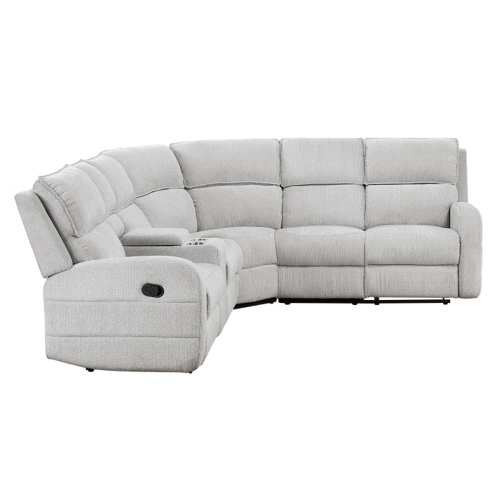 Homelegance - Thorne 3 Piece Reclining Sectional with Left Console in Light Gray - 8406GY*SC - GreatFurnitureDeal