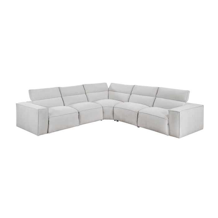 Homelegance - Phoebe 5 Piece Modular Power Reclining Sectional in Light Gray - 8414GRY*5LRRRPWH - GreatFurnitureDeal